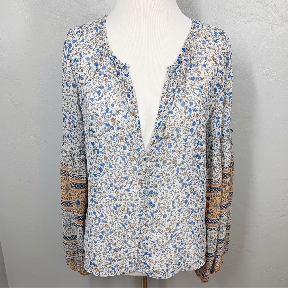 Misa Floral Boho Blouse‎ Loose-fit Coastal Grandma Top Size xs